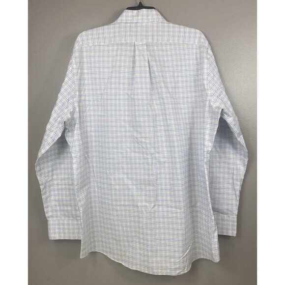 LAUREN RALPH LAUREN BUTTON DRESS SHIRT Sz 17 34/35 WHITE BLUE YELLOW SLIM FIT - Picture 2 of 4